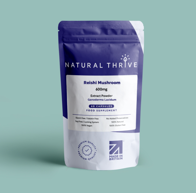 Natural pure & Premium Reishi Mushroom Extract Powder Capsules 600mg | £9.99 | Natural Powder Supplements Natural Thrive Natural Thrive