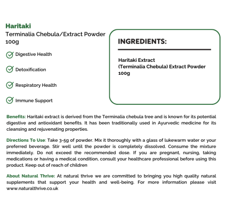 Natural pure & Premium Haritaki Extract Powder 100g | £12.99 | Natural Powder Supplements Natural Thrive Natural Thrive