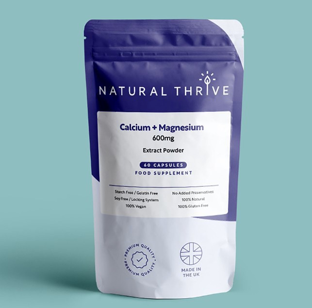 Organic Calcium + Magnesium Extract Powder Capsules 600mg | £8.99 | Natural Powder Supplements Natural Thrive Natural Thrive