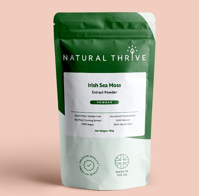 Organic Irish Sea Moss (Chondrus Crispus) Extract Powder 100g | £15.99 | Natural Powder Supplements Natural Thrive Natural Thrive