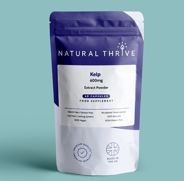 Organic Kelp (Macrocystis Pyrifera) Extract Powder Capsules 600mg | £9.99 | Natural Powder Supplements Natural Thrive Natural Thrive