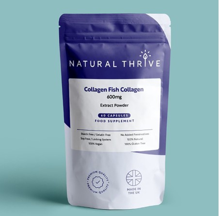 Natural Pure & Premium Collagen Fish Collagen Extract Powder Capsules 600mg | £11.99 | Natural Powder Supplements Natural Thrive Natural Thrive