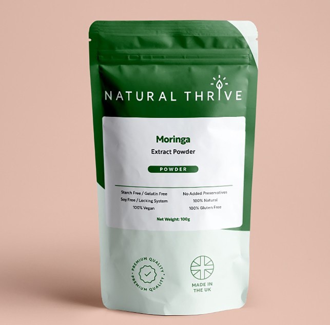 Natural Pure & Premium Moringa (Horseradish Tree) Extract Powder 100g | £12.99 | Natural Powder Supplements Natural Thrive Natural Thrive
