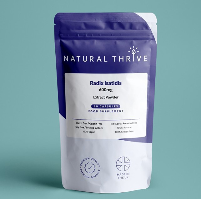 Natural Pure & Premium Radix Isatidis (Isatis Tinctoria) Extract Powder Capsules 600mg | £9.99 | Natural Powder Supplements Natural Thrive Natural Thrive