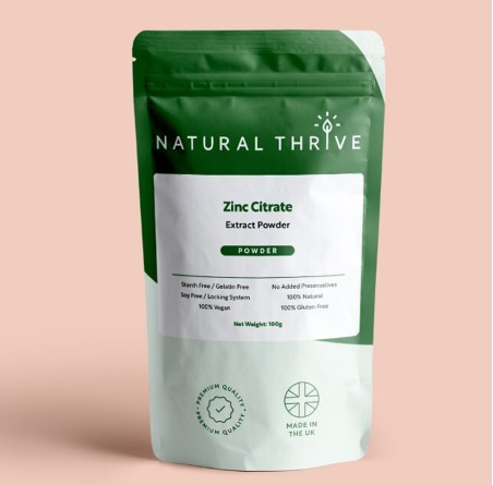 Natural Pure & Premium Zinc Citrate Extract Powder 100g | £13.99 | Natural Powder Supplements Natural Thrive Natural Thrive