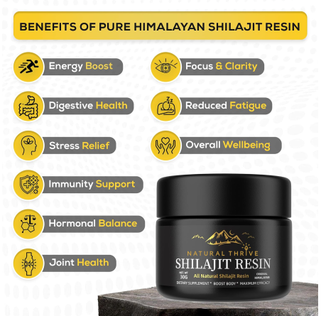 Shilajit Resin 100% Pure from The Himalayas - Maximum Potency Natural Organic Shilajit | £9.99 | Mushroom Supplements Natural Thrive Natural Thrive