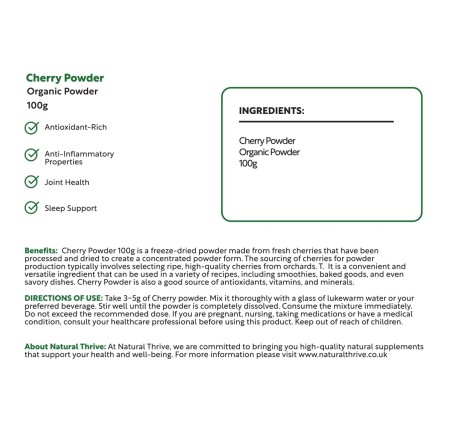 Natural Pure & Premium Cherry Fruit Powder 100g | £7.99 | Organic Fruit Powders Natural Thrive Natural Thrive
