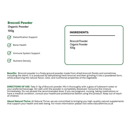 Natural Pure & Premium (Brassica Oleracea var. Italica) Powder 100g | £6.99 | Natural Powder Supplements Natural Thrive Natural Thrive