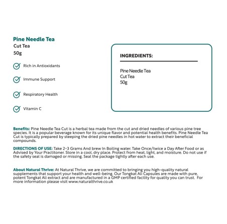 Natural Pure & Premium Pine Needle Cut Tea 50g | £7.99 | Loose Leaf Tea Natural Thrive Natural Thrive
