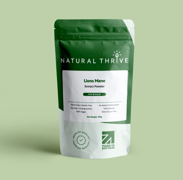 Organic Lions Mane (Hericium Erinaceus) Extract Powder 100g | £13.99 | Mushroom Supplements Natural Thrive Natural Thrive