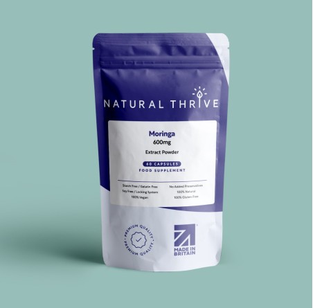 Natural Pure & Premium Moringa (Horseradish Tree) Extract Powder Capsules 600mg | £9.99 | Natural Powder Supplements Natural Thrive Natural Thrive