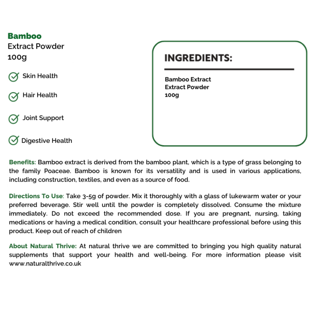 Organic Bamboo (Bambusoideae) Extract Powder 100g