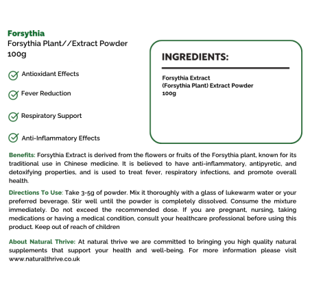 Natural pure & Premium Forsythia Extract Powder 100g | £24.99 | Natural Powder Supplements Natural Thrive Natural Thrive